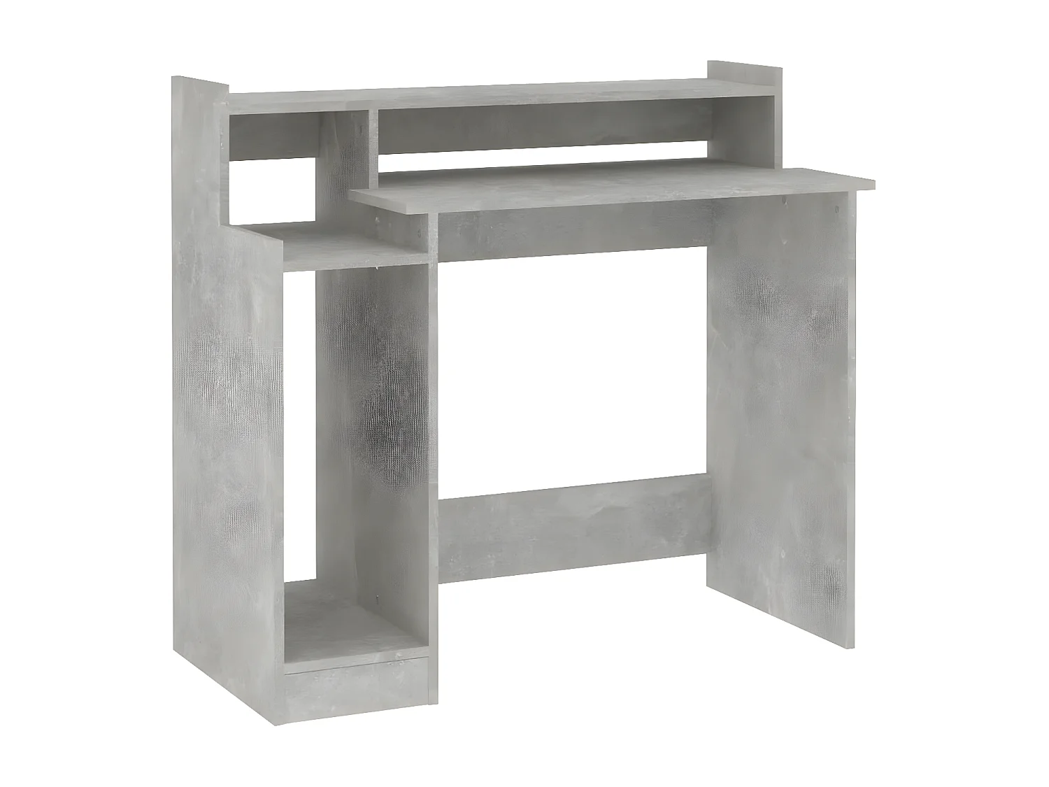 Bureau et lumières LED Gris béton 97x45x90 cm Bois d'ingénierie