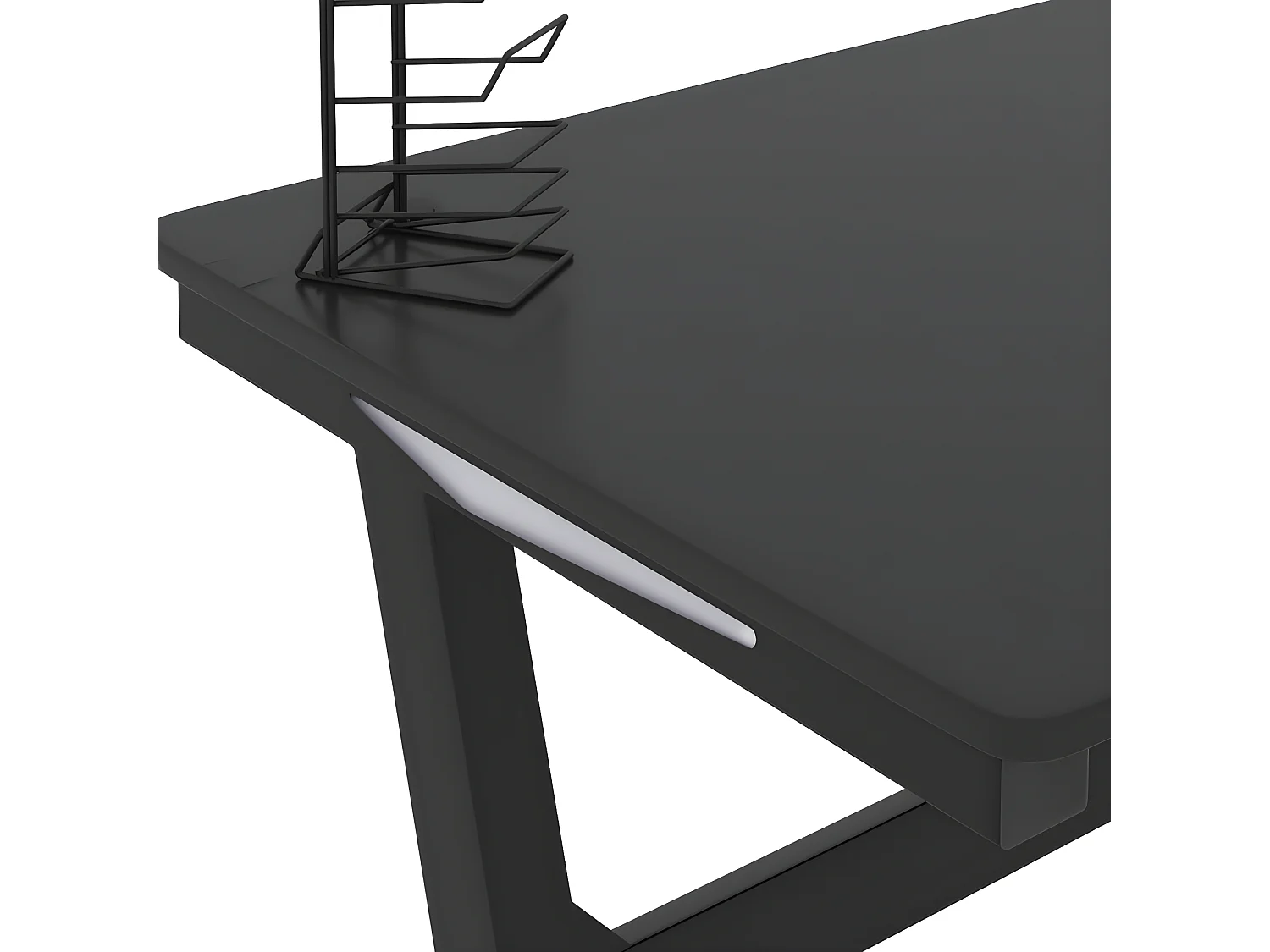 Bureau de jeu à LED en forme de Z Noir 110x60x75 cm