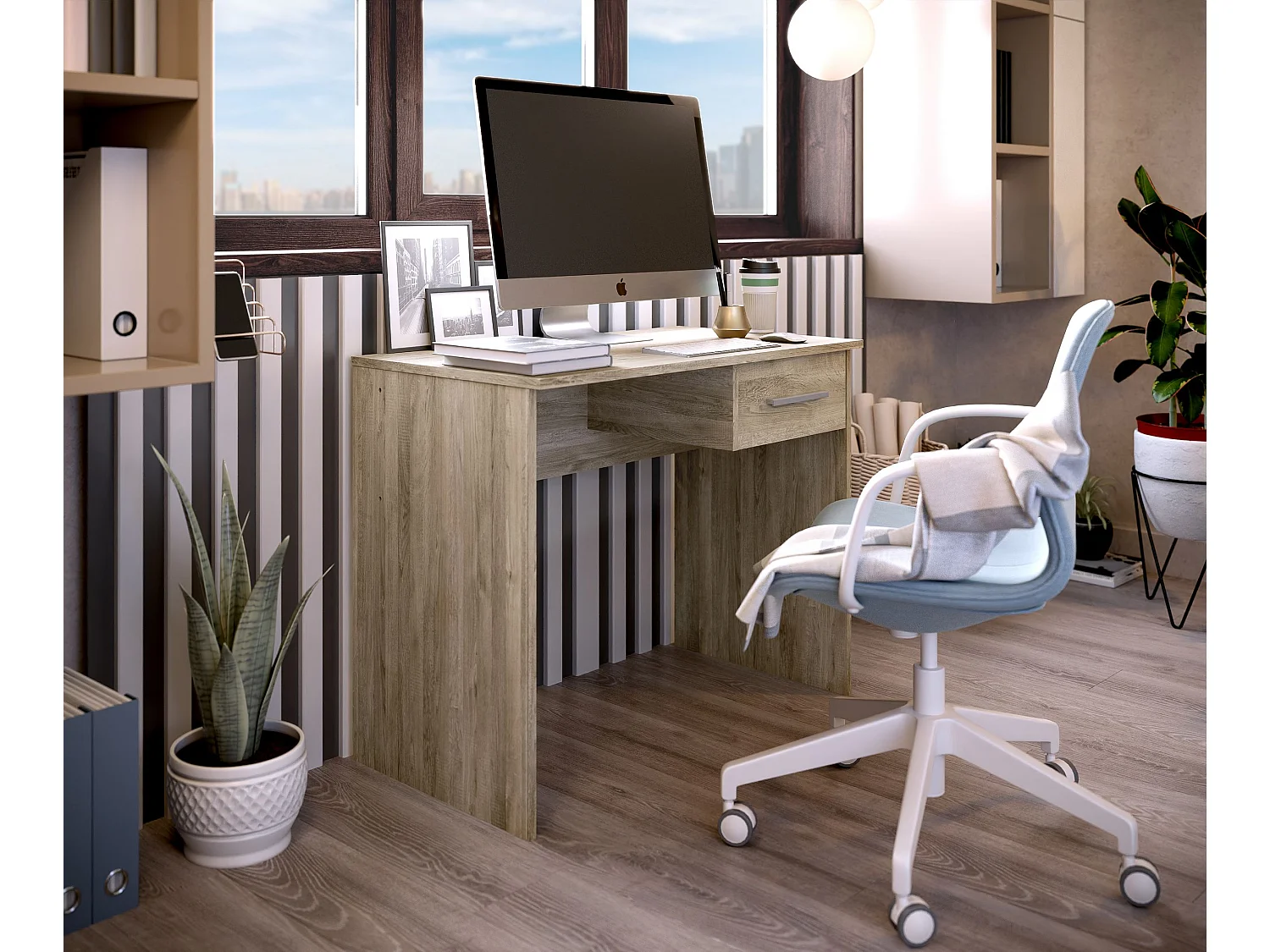 Bureau SAME 1 tiroir 90x50x74 cm chêne TALESA