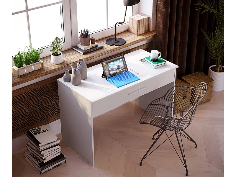 Bureau SAME 1 grand tiroir 110x56x81 cm blanc TALESA