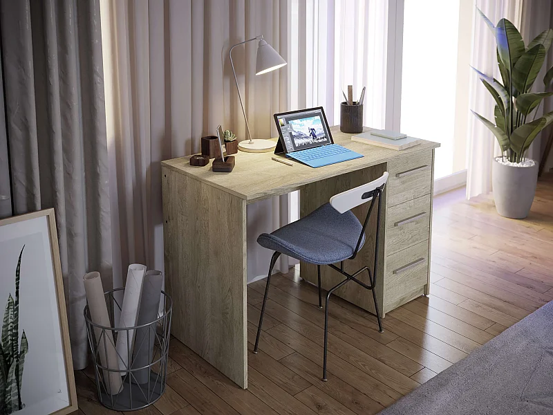 Bureau SAME 3 tiroirs 110x56x74 cm chêne TALESA