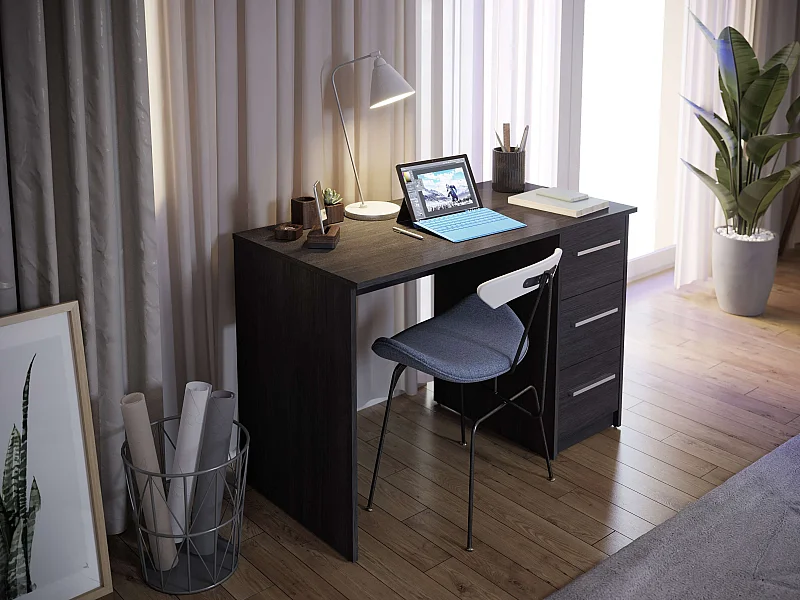 Bureau SAME 3 tiroirs 110x56x74 cm chêne gris cendré TALESA