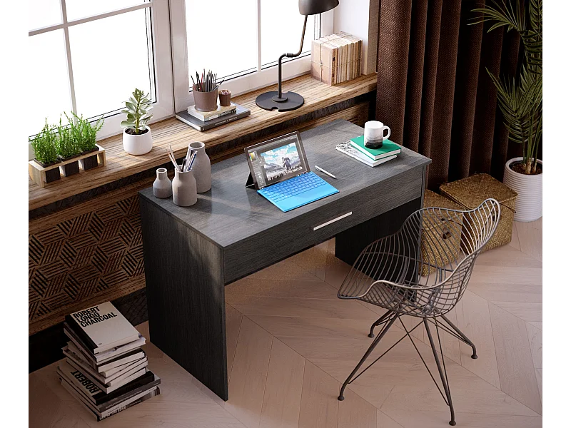 Bureau SAME 1 grand tiroir 110x56x81 cm chêne gris cendré TALESA