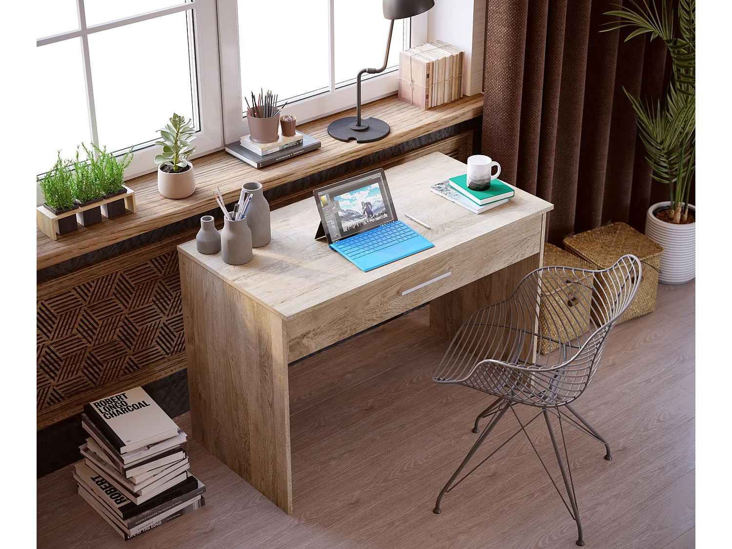 Bureau SAME 1 grand tiroir 110x56x81 cm chêne TALESA