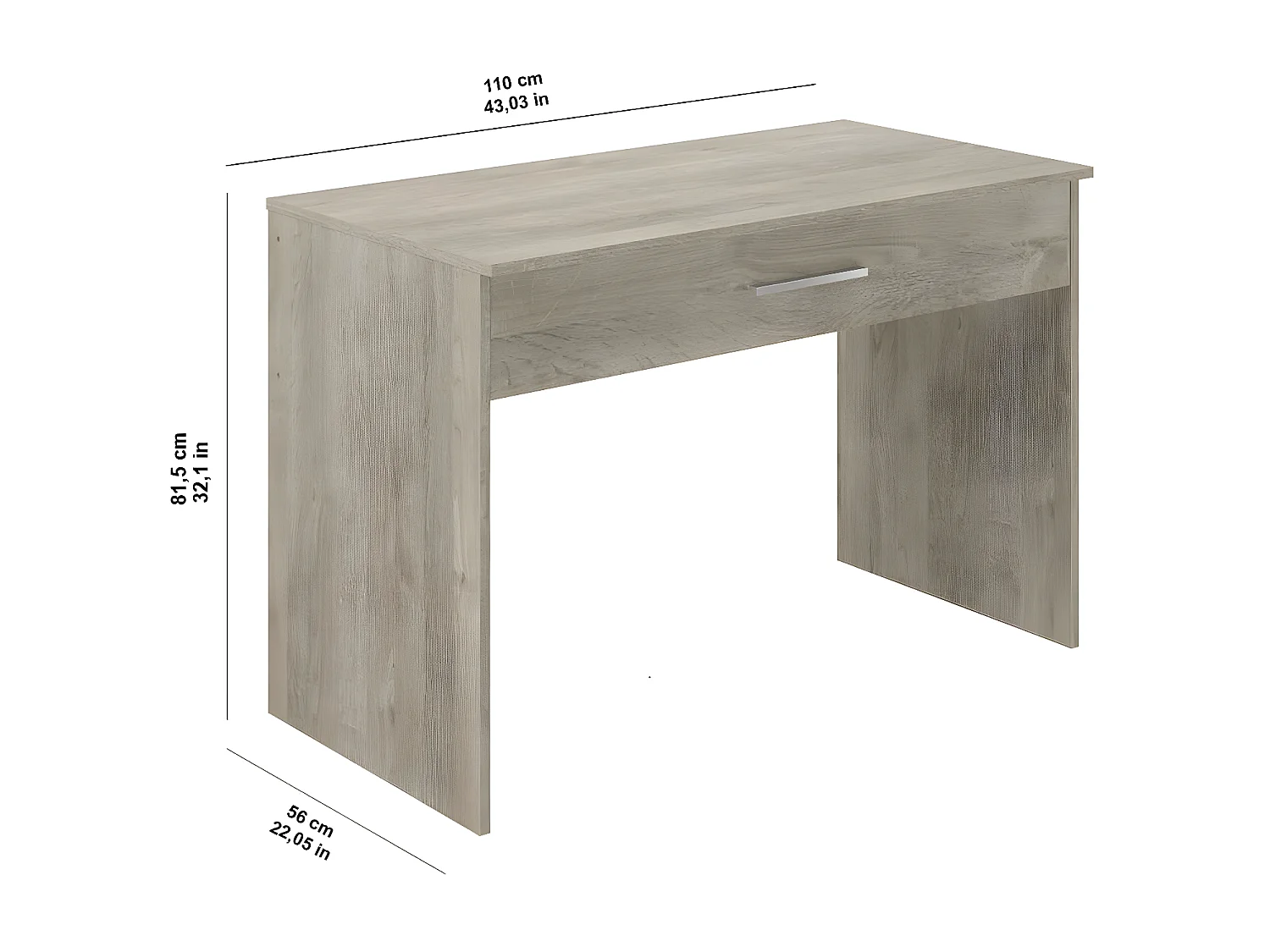 Bureau SAME 1 grand tiroir 110x56x81 cm chêne TALESA