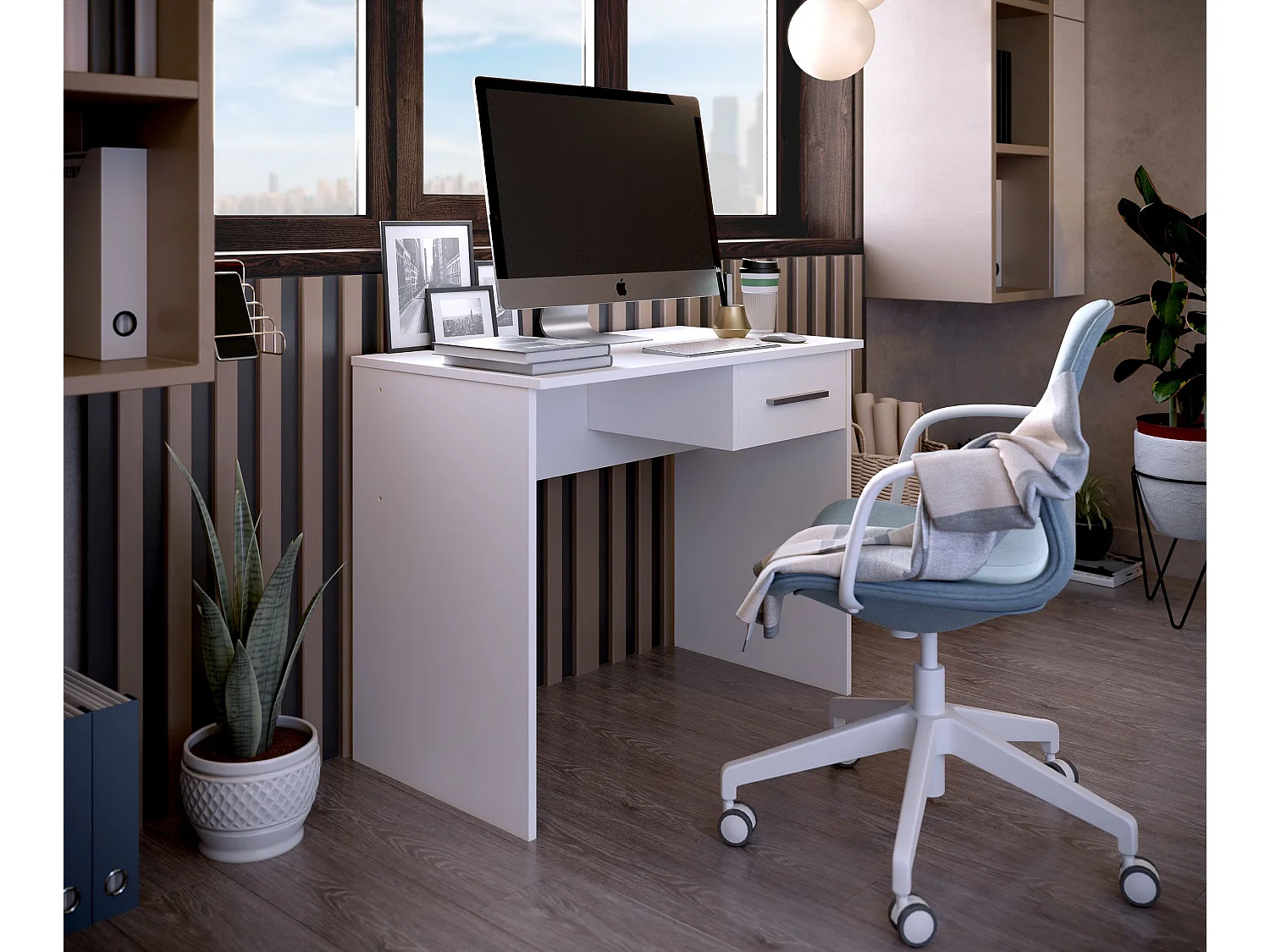 Bureau SAME 1 tiroir 90x50x74 cm blanc TALESA