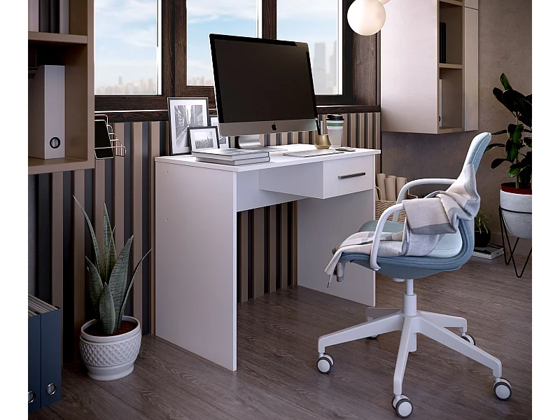 Bureau SAME 1 tiroir 90x50x74 cm blanc TALESA