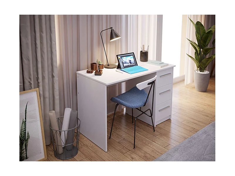 Bureau SAME 3 tiroirs 110x56x74 cm blanc TALESA
