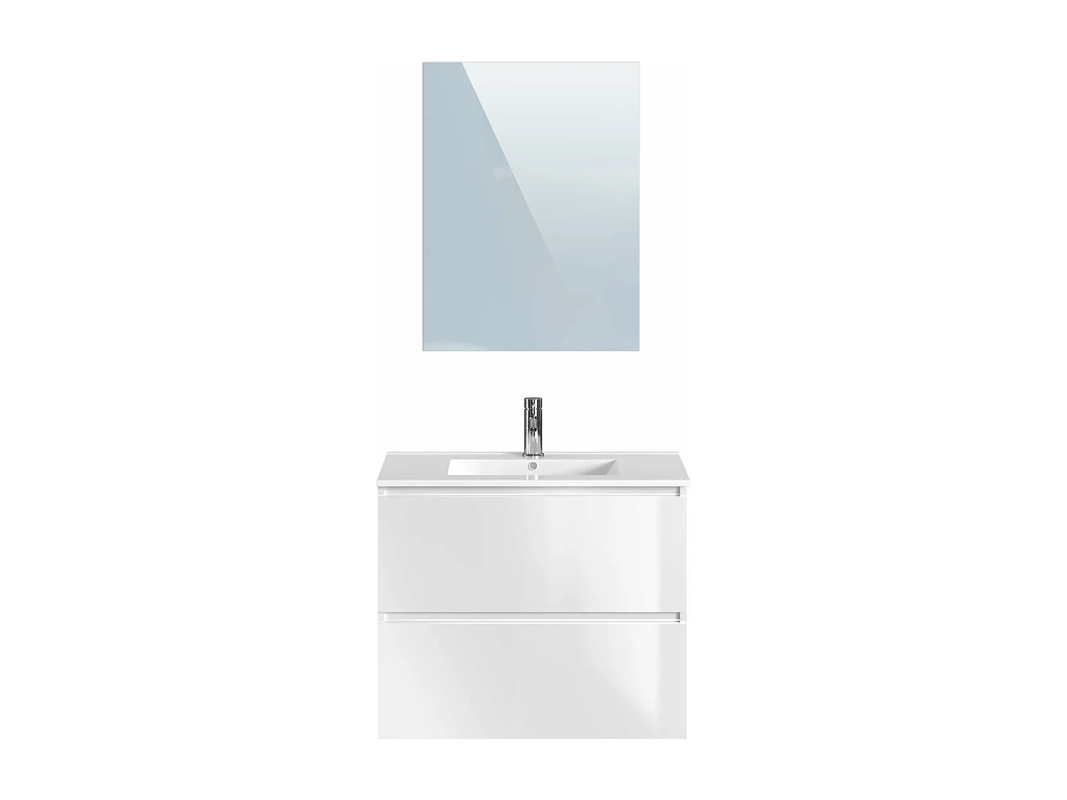Meuble de salle de bain CIMS 2 tiroirs 80 cm blanc T-BATH Inclus lavabo et miroir