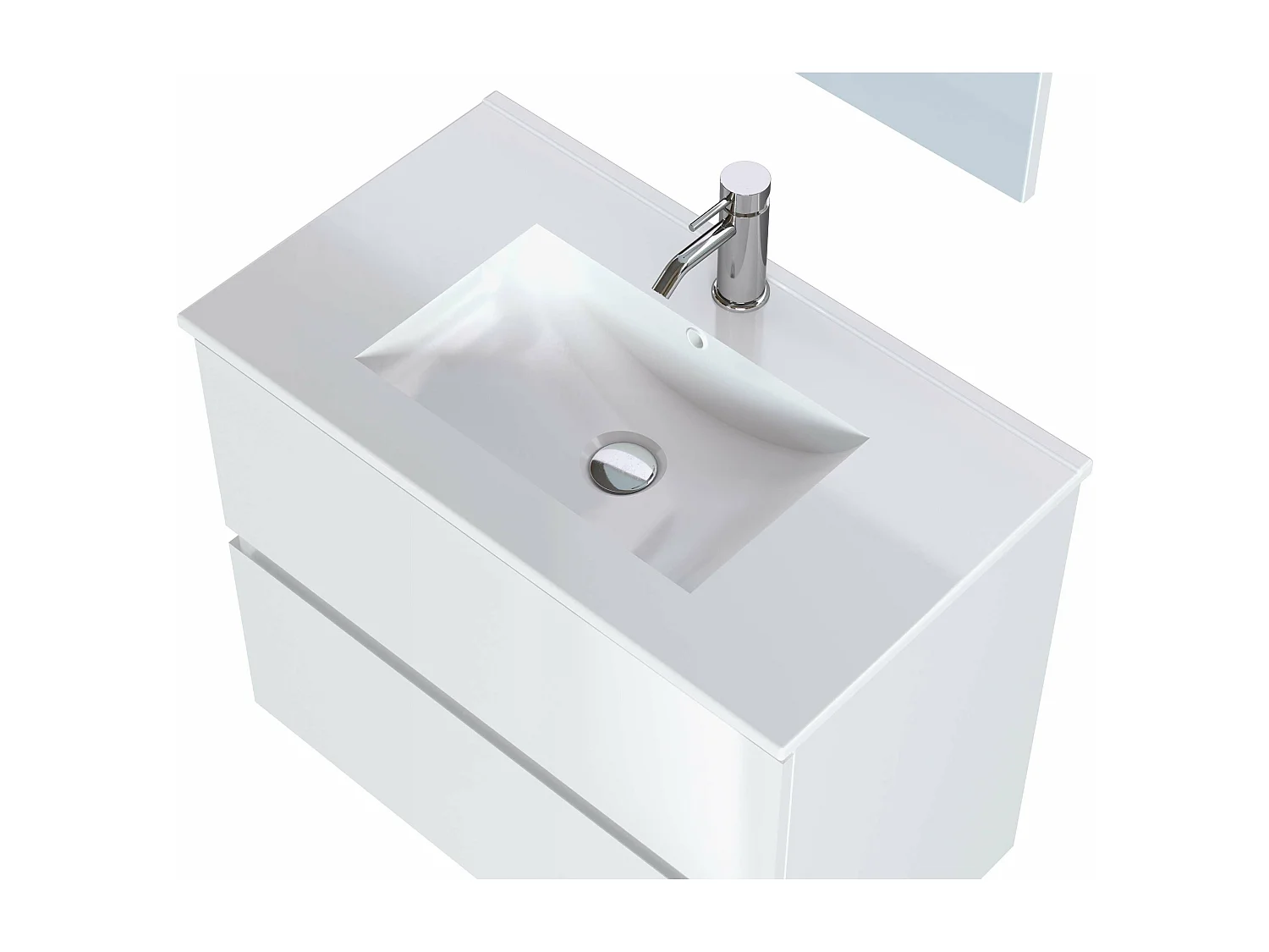 Meuble de salle de bain CIMS 2 tiroirs 80 cm blanc T-BATH Inclus lavabo et miroir