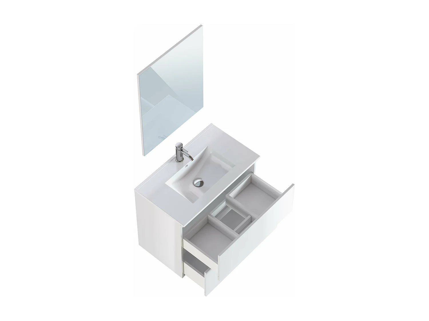 Meuble de salle de bain CIMS 2 tiroirs 80 cm blanc T-BATH Inclus lavabo et miroir