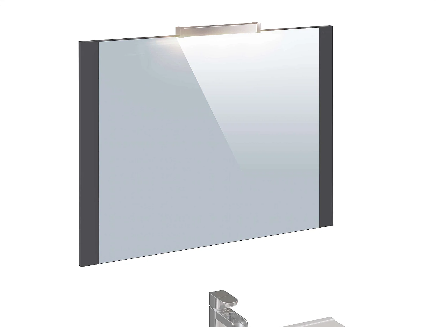 Meuble de salle de bain NELI 2 tiroirs 80 cm anthracite T-BATH Inclus lavabo, miroir et applique LED