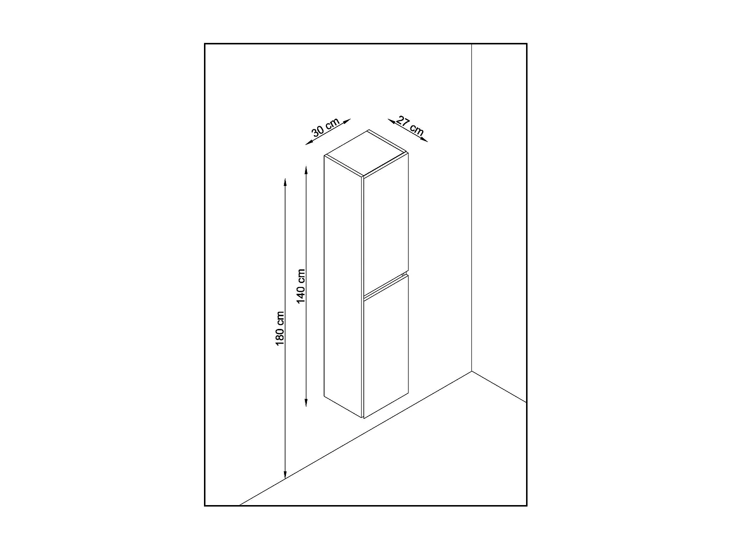 Colonne de salle de bain NELI 2 portes 140x30x27 cm blanc T-BATH