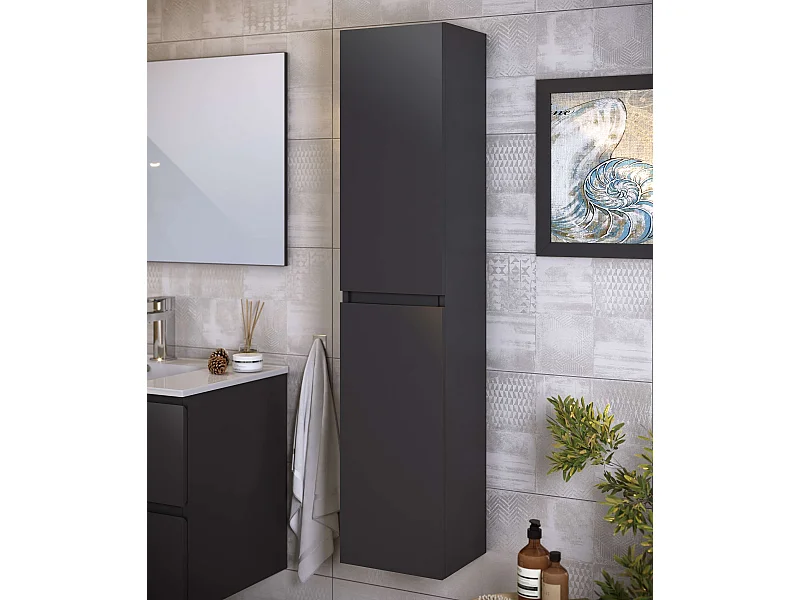 Colonne de salle de bain NELI 2 portes 140x30x27 cm gris anthracite T-BATH