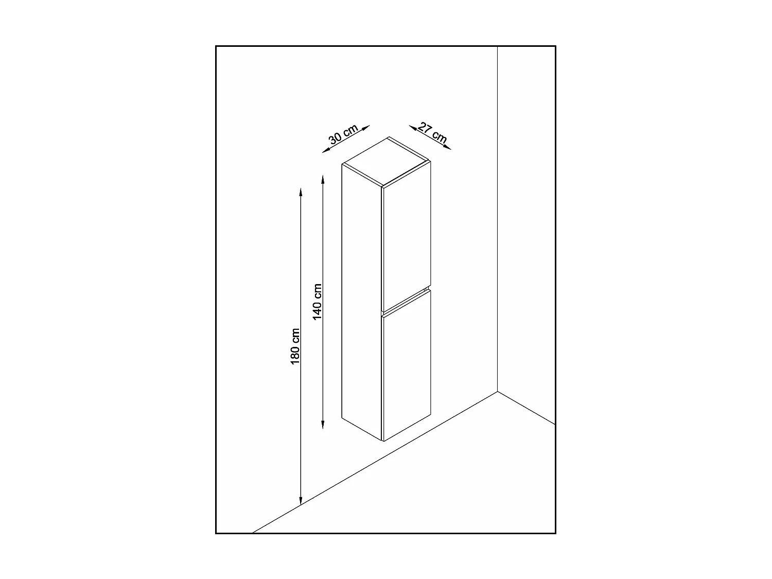 Colonne de salle de bain CIMS 2 portes 140x30x27 cm chêne coffee urban T-BATH