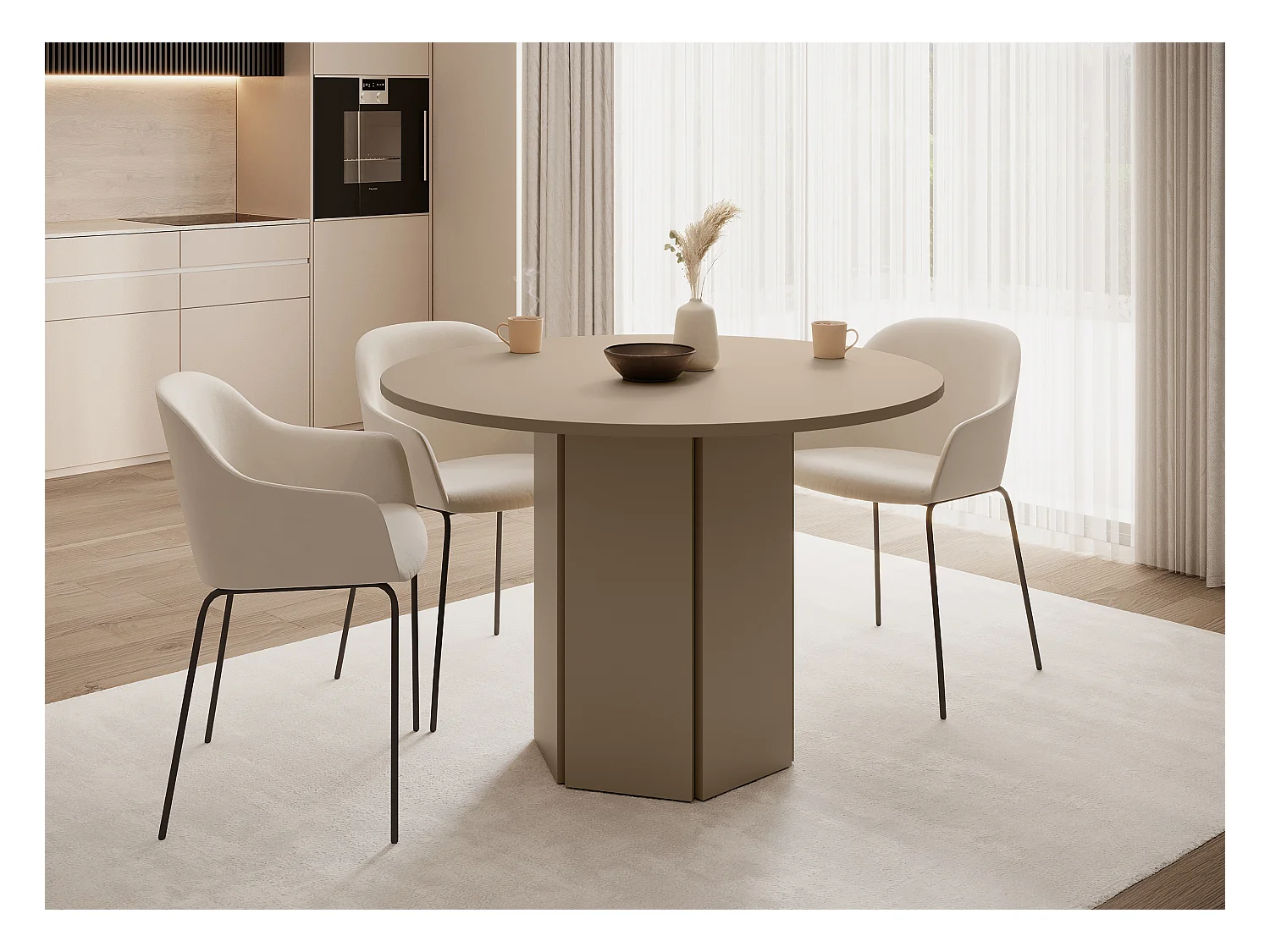 Esszimmertisch rund - beige cappuccino - 110 cm - HEXA