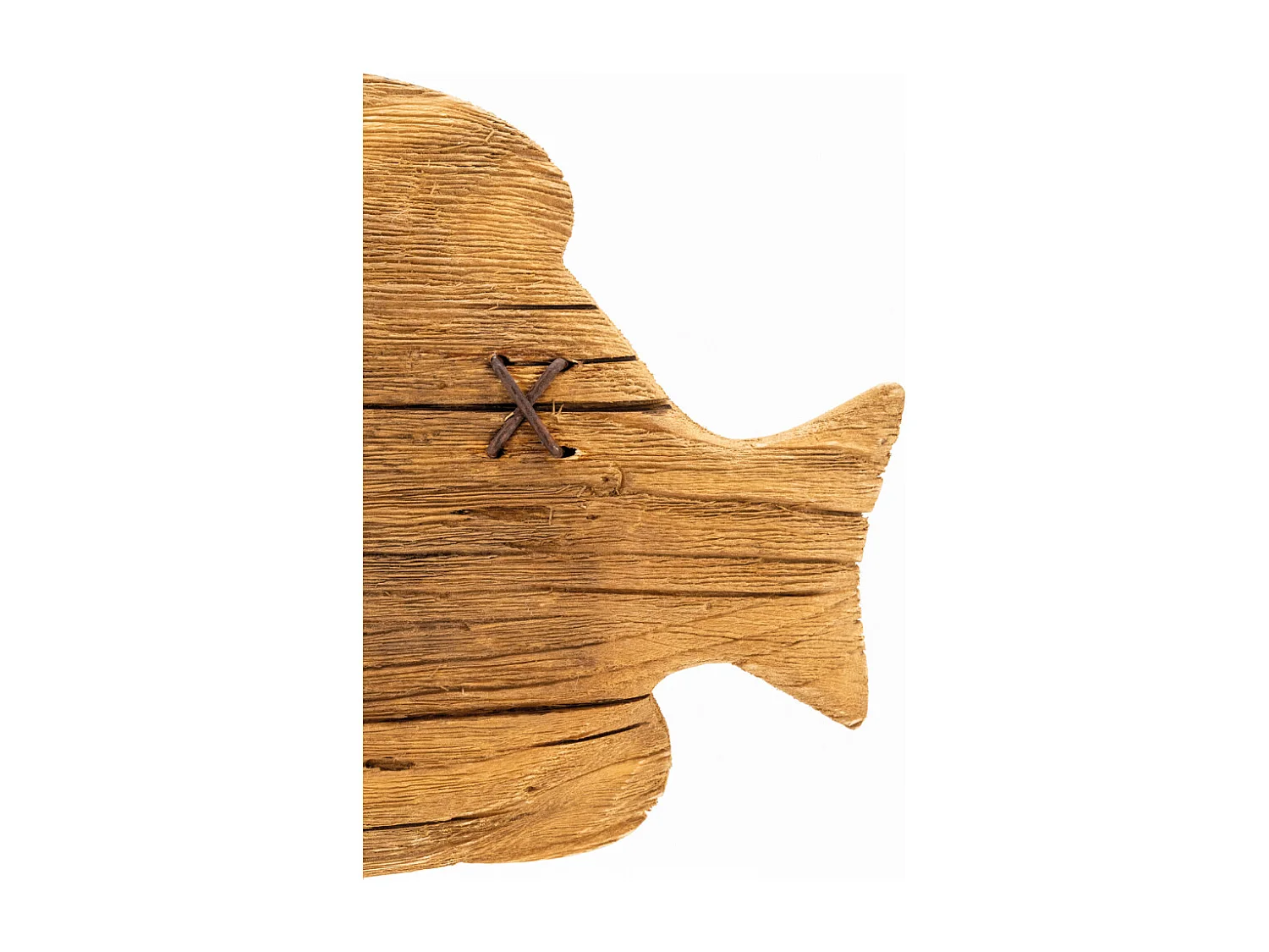 Poisson sur pied en bois recyclé et métal Grand modèle