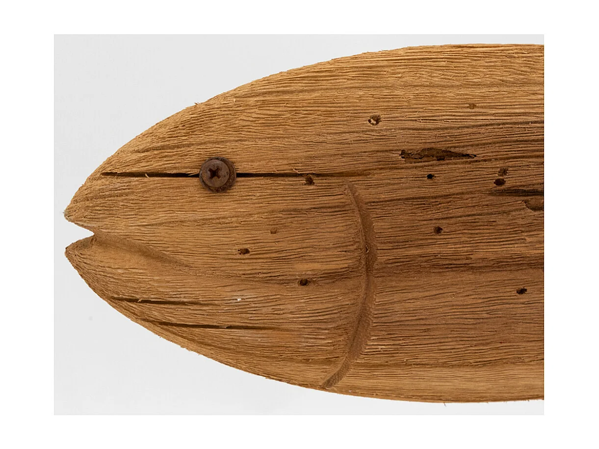 Poisson sur pied en bois recyclé et métal Moyen modèle