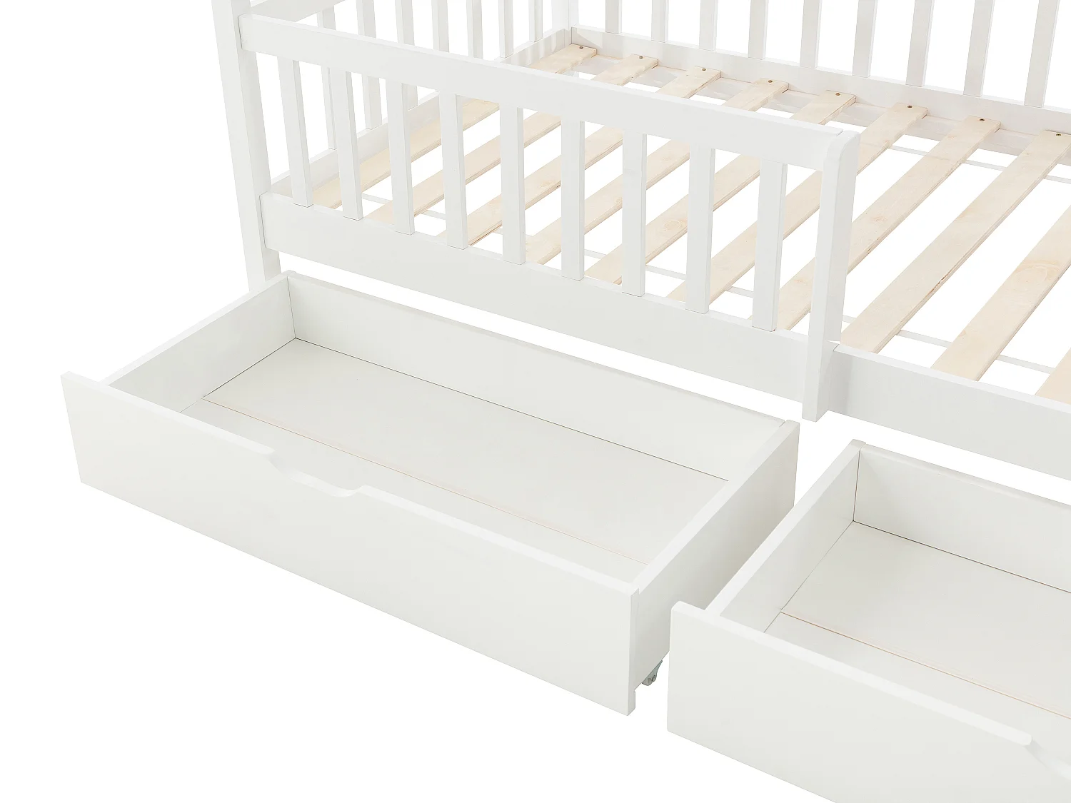 Lit cabane 90 x 190 cm avec tiroirs - Pin et MDF - Blanc - KIRALIO