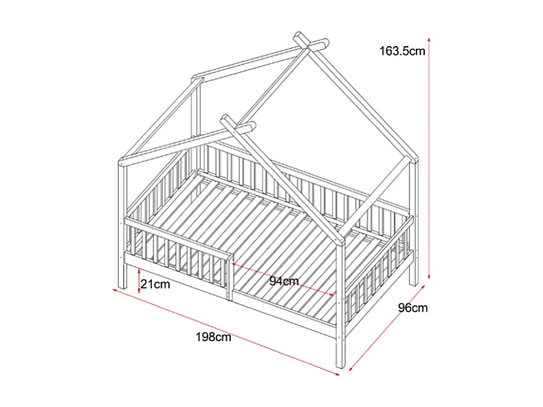 Lit cabane 90 x 190 cm avec tiroirs - Pin et MDF - Blanc - KIRALIO