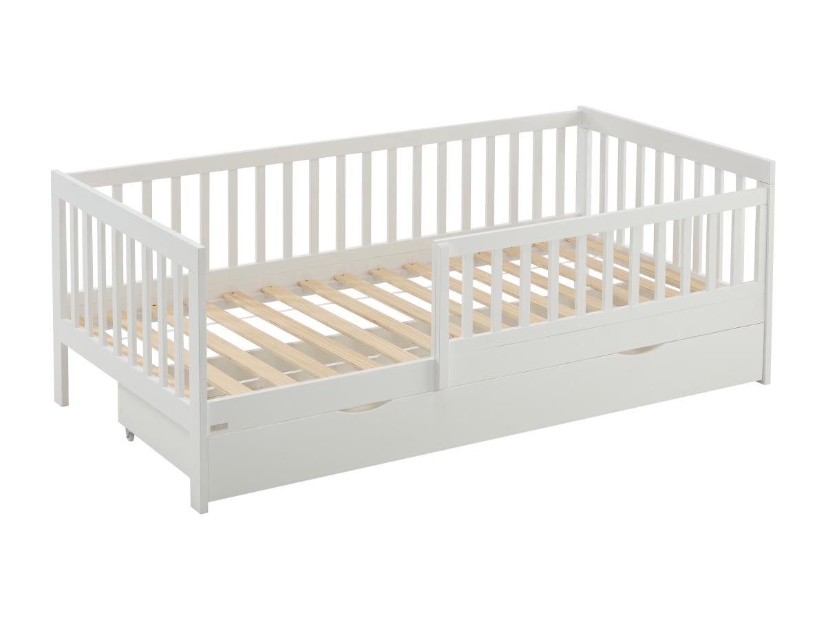 Bett mit Schublade - 90 x 190 cm - Kiefer & MDF - Weiß - PROVIATI günstig online kaufen
