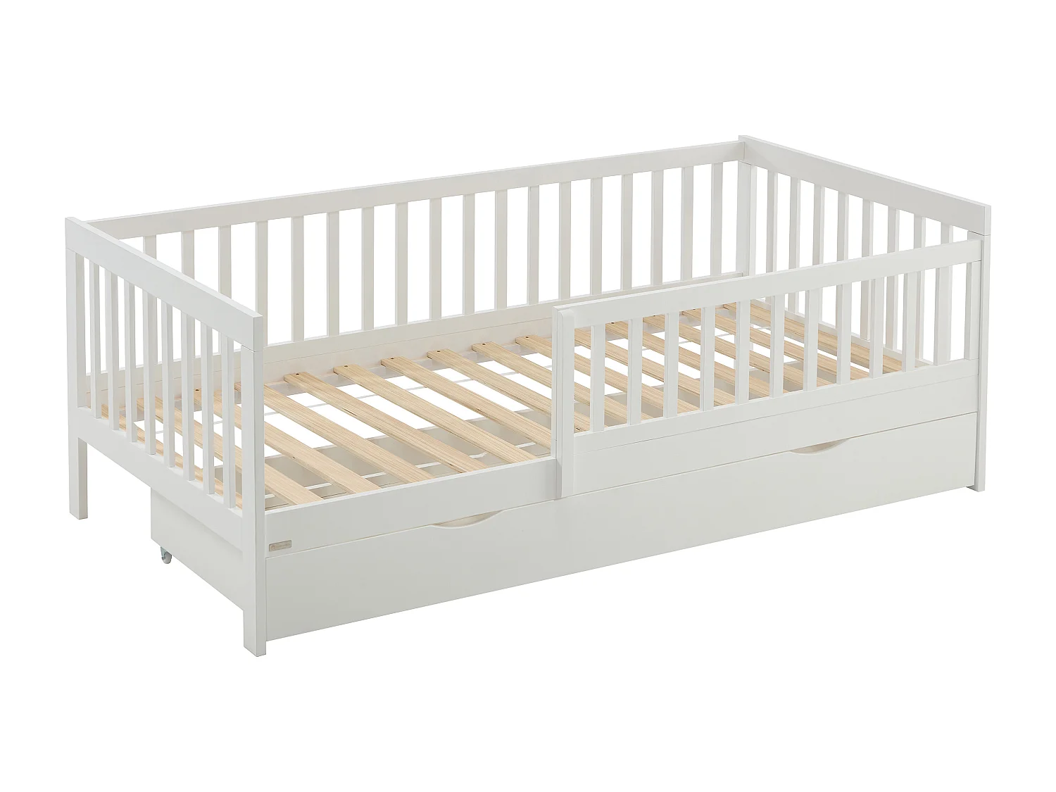 Seng 90 x 190 cm med skuffe - Fyr og MDF - Hvid - PROVIATI