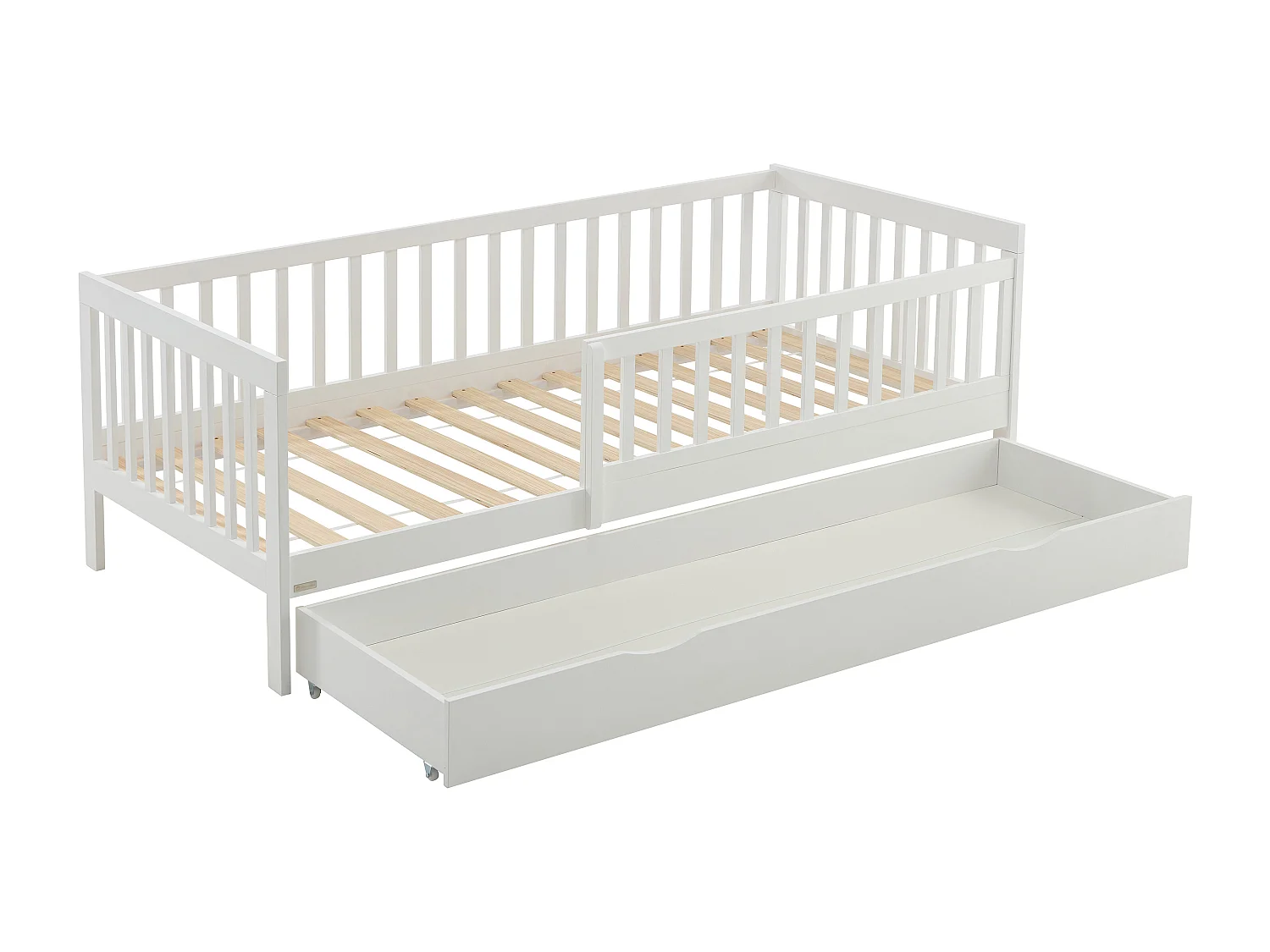 Lit 90 x 190 cm avec tiroir - Pin et MDF - Blanc - PROVIATI