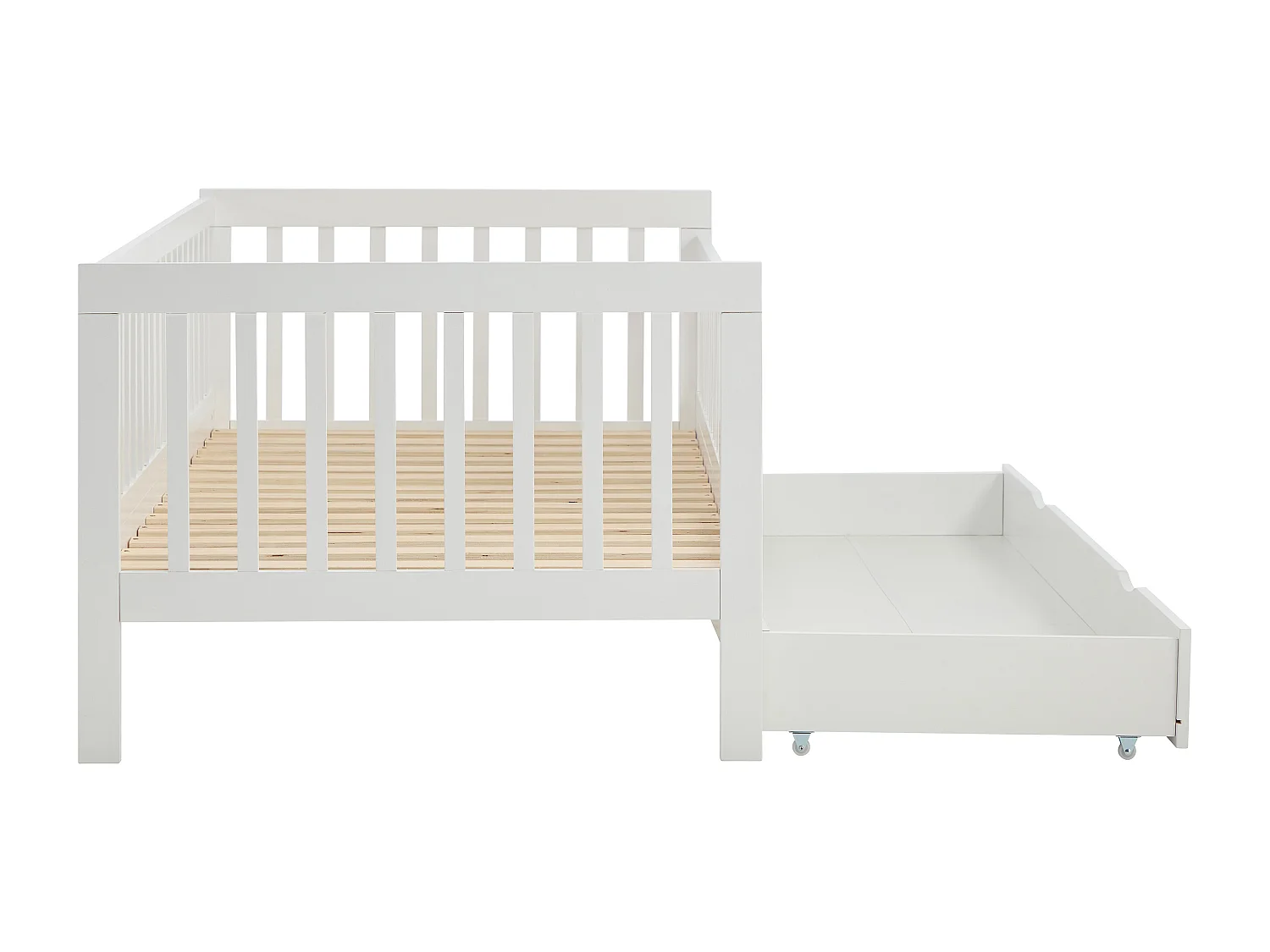 Lit 90 x 190 cm avec tiroir - Pin et MDF - Blanc - PROVIATI