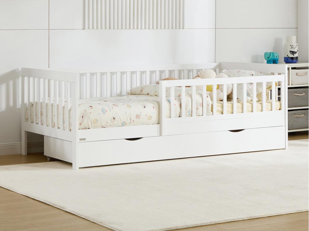 Lit 90 x 190 cm avec tiroir - Pin et MDF - Blanc - PROVIATI