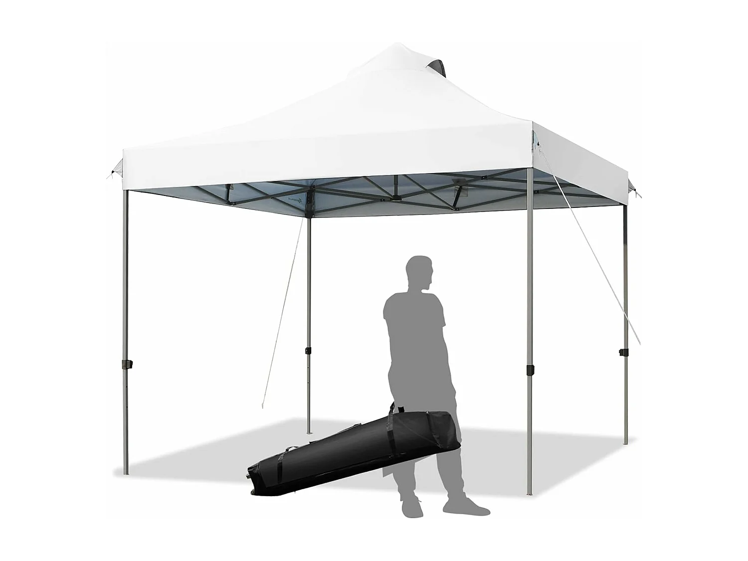 Tonnelle de Jardin Escamotable Pliable 3x3M, Tente de Fête Imperméable Protection Solaire 3 Hauteurs 305/320/335 cm avec Sac de Rangement à roulettes, pour Marché Patio (Blanc)