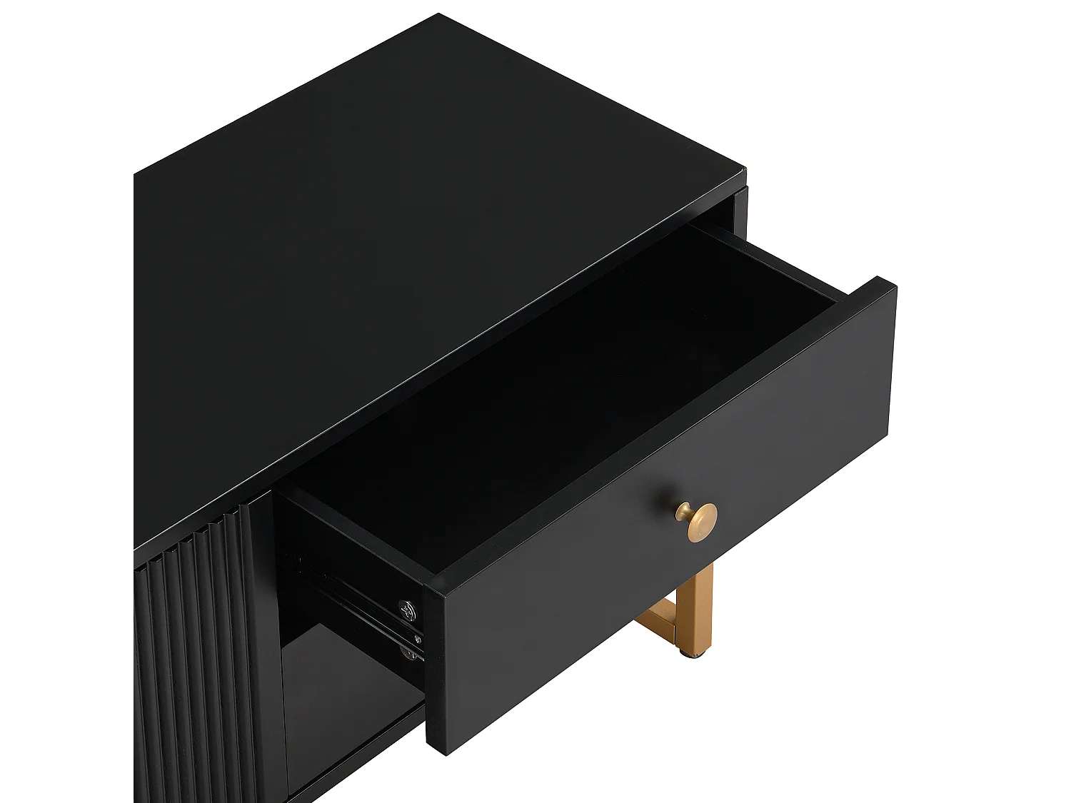 Móvel TV 175 cm - 2 portas texturadas e 4 gavetas - em MDF - Preto