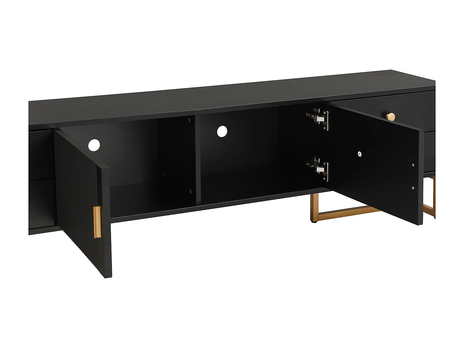 Móvel TV 175 cm - 2 portas texturadas e 4 gavetas - em MDF - Preto