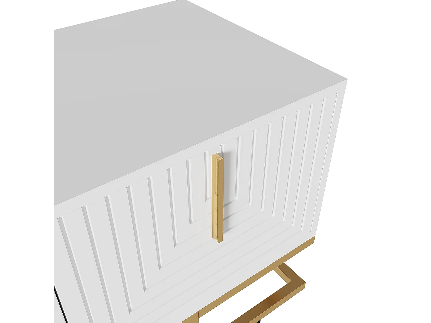 Mueble TV 170 cm - con estantes regulables - tiradores y pies dorados - Blanco