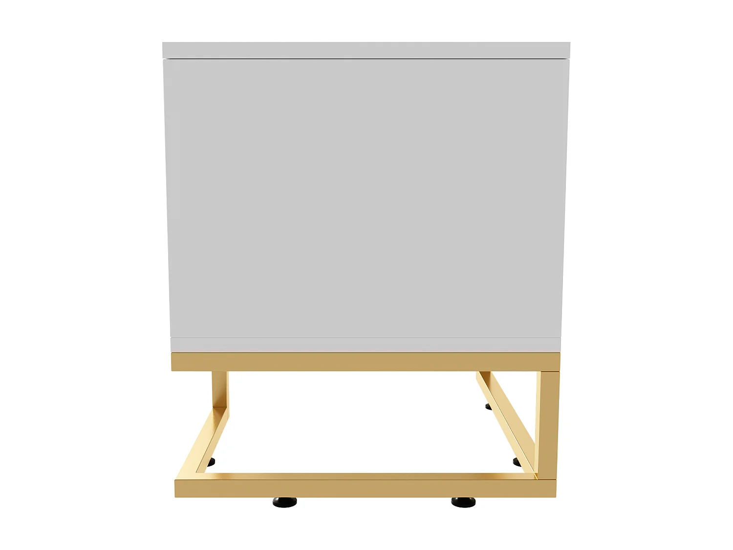 Meuble TV 170 cm - avec étagères réglable - poignées et pieds dorés - Blanc