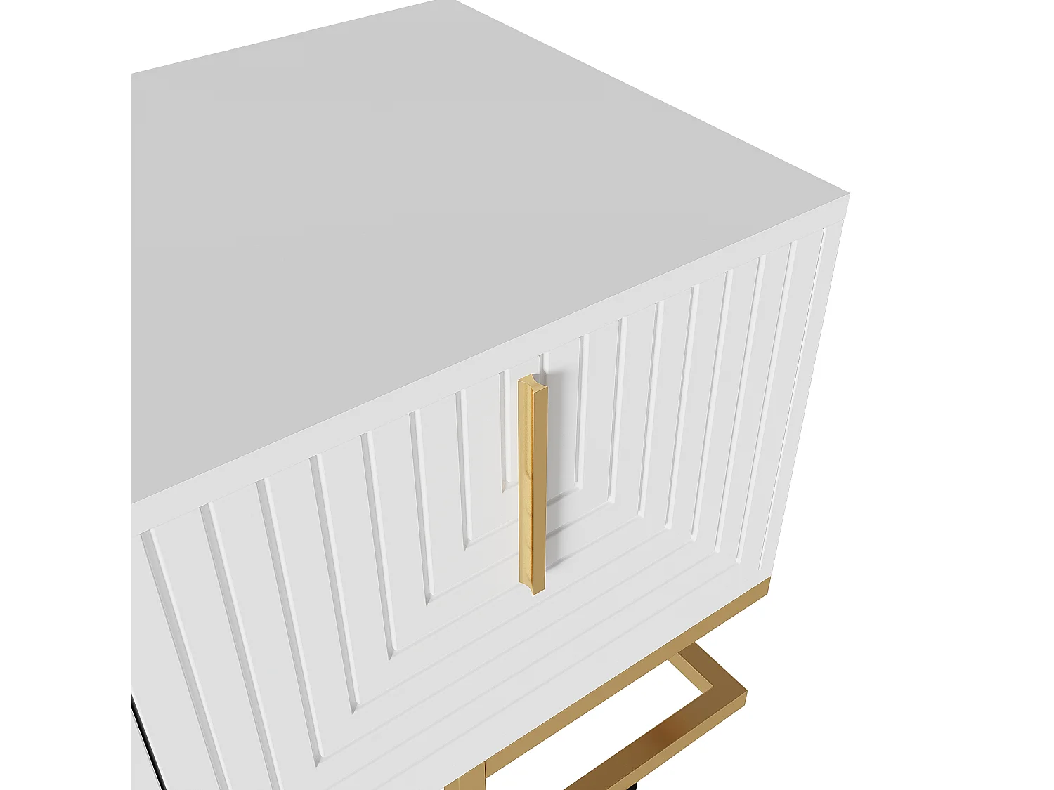 Móvel TV 170 cm - com prateleiras reguláveis ​​​​- puxadores e pés dourados - Branco