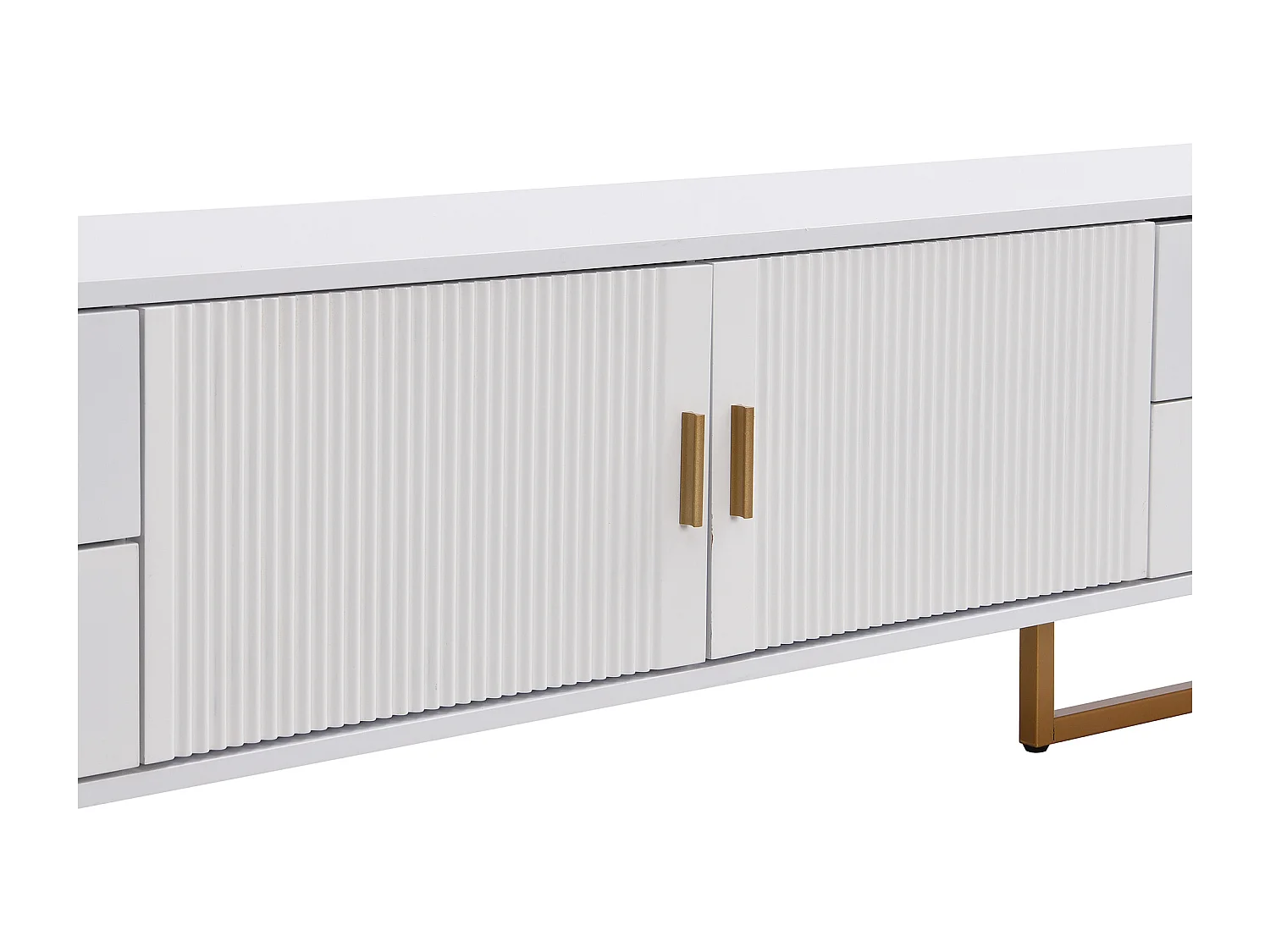 Mueble TV 175 cm - 2 puertas texturizadas y 4 cajones - en MDF - Blanco