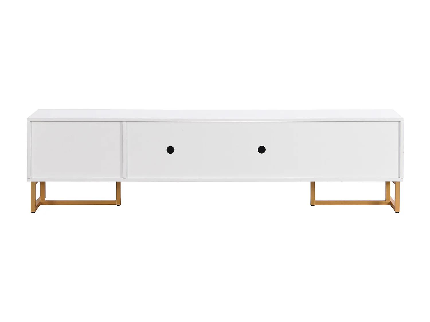 Meuble TV 175 cm - 2 portes texturés et 4 tiroirs - en MDF - Blanc