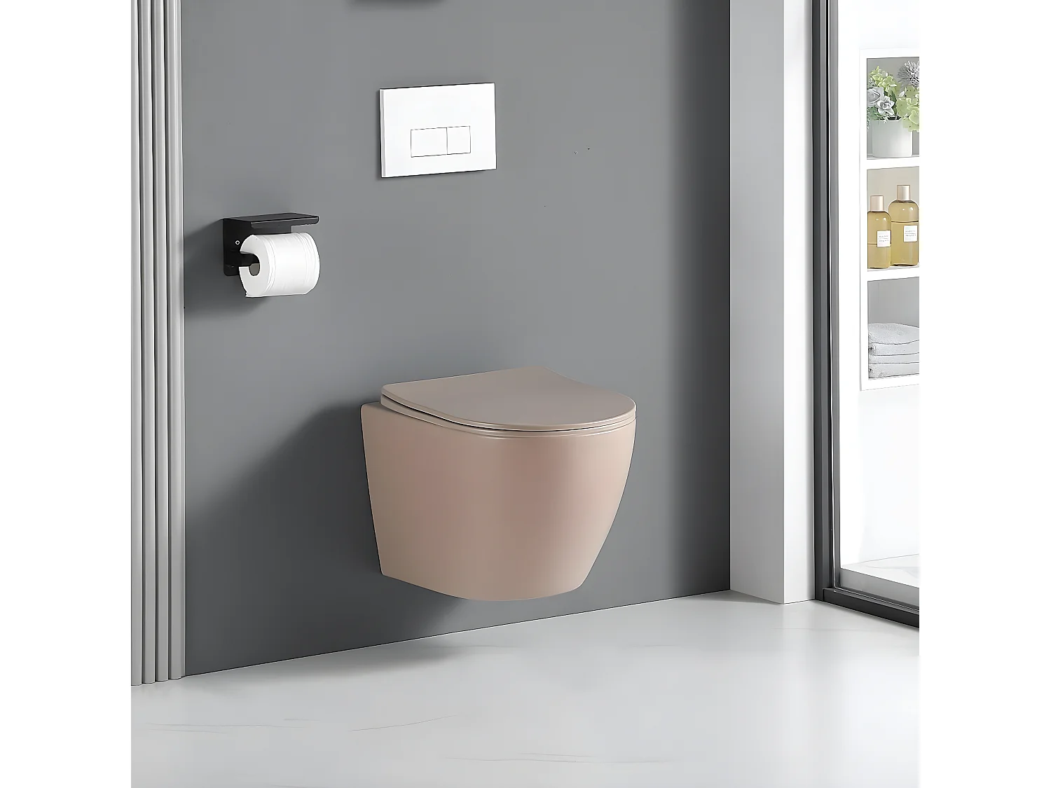 Cuvette WC suspendu CARCEO beige mat - sans bride et avec frein de chute