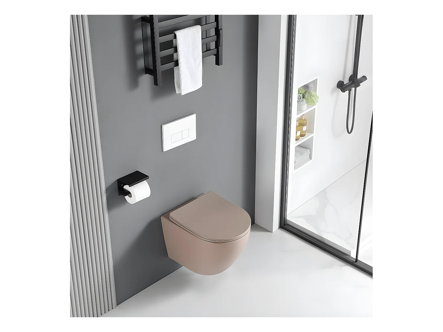 Cuvette WC suspendu CARCEO beige mat - sans bride et avec frein de chute