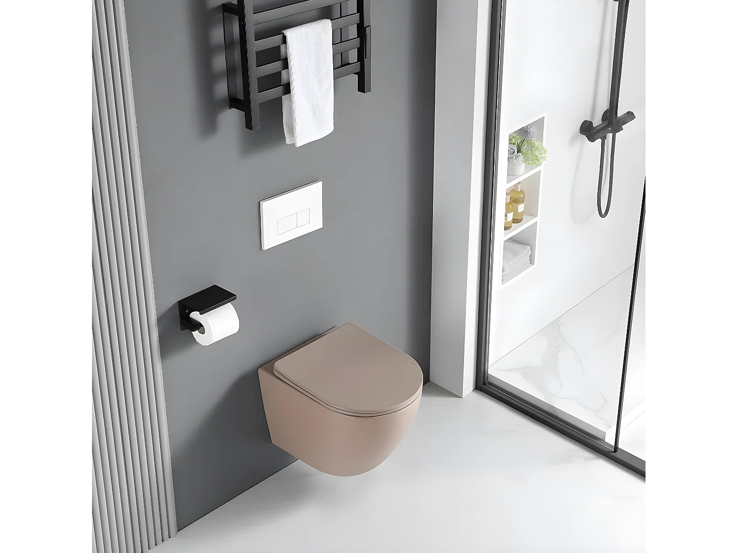 Cuvette WC suspendu CARCEO beige mat - sans bride et avec frein de chute