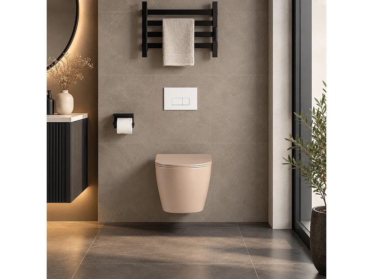 Cuvette WC suspendu CARCEO beige mat - sans bride et avec frein de chute