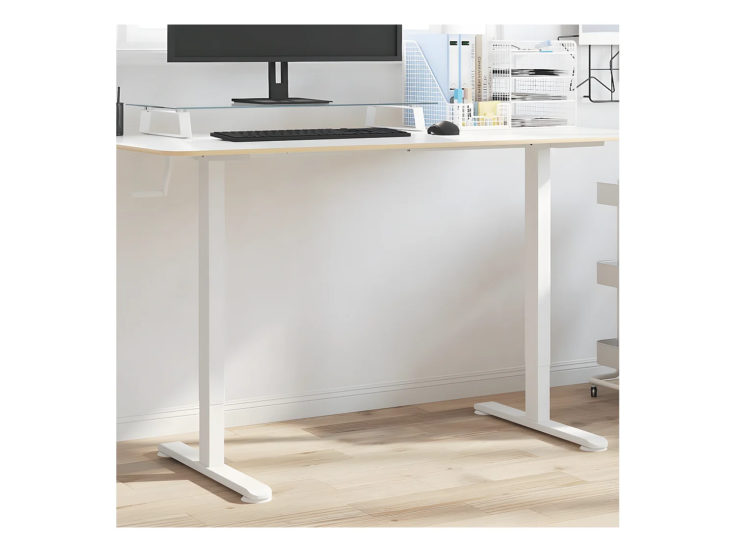 Bureau debout blanc (94-135)x60x(70-114) cm acier
