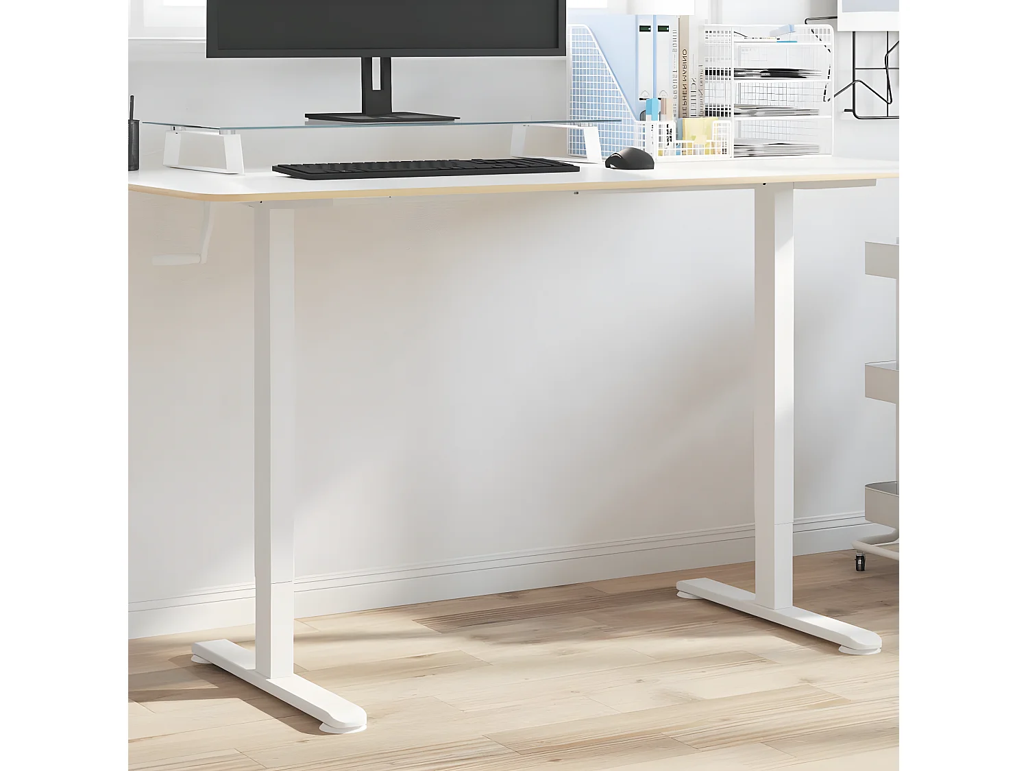 Bureau debout blanc (94-135)x60x(70-114) cm acier