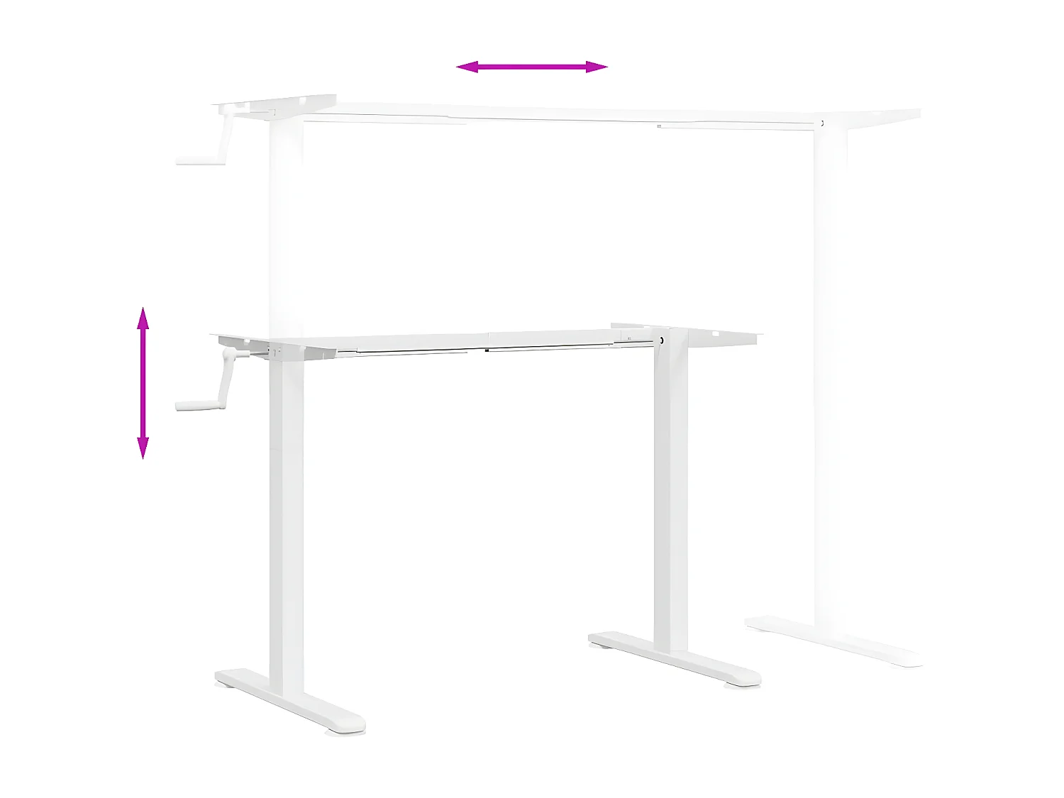Bureau debout blanc (94-135)x60x(70-114) cm acier