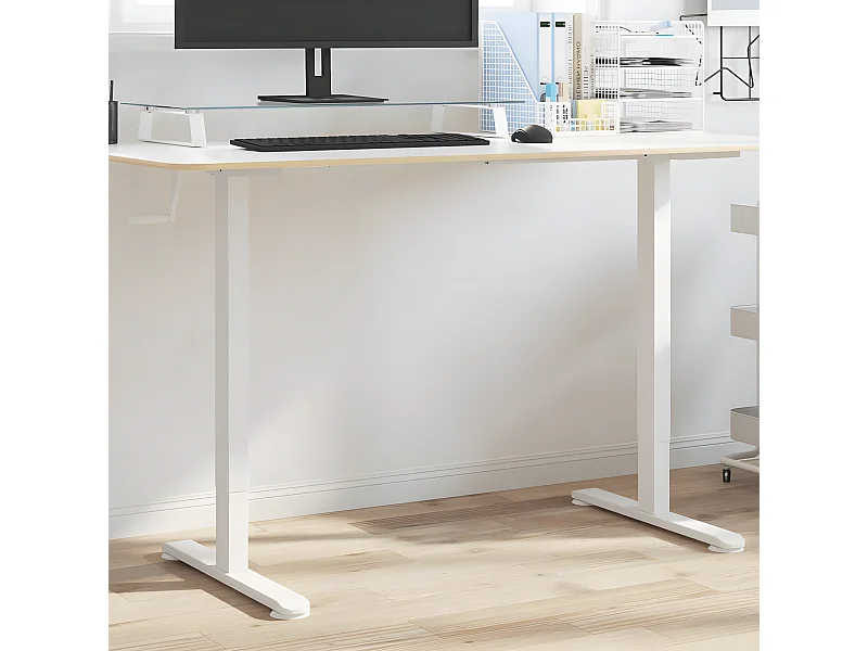 Bureau debout blanc (94-135)x60x(70-114) cm acier