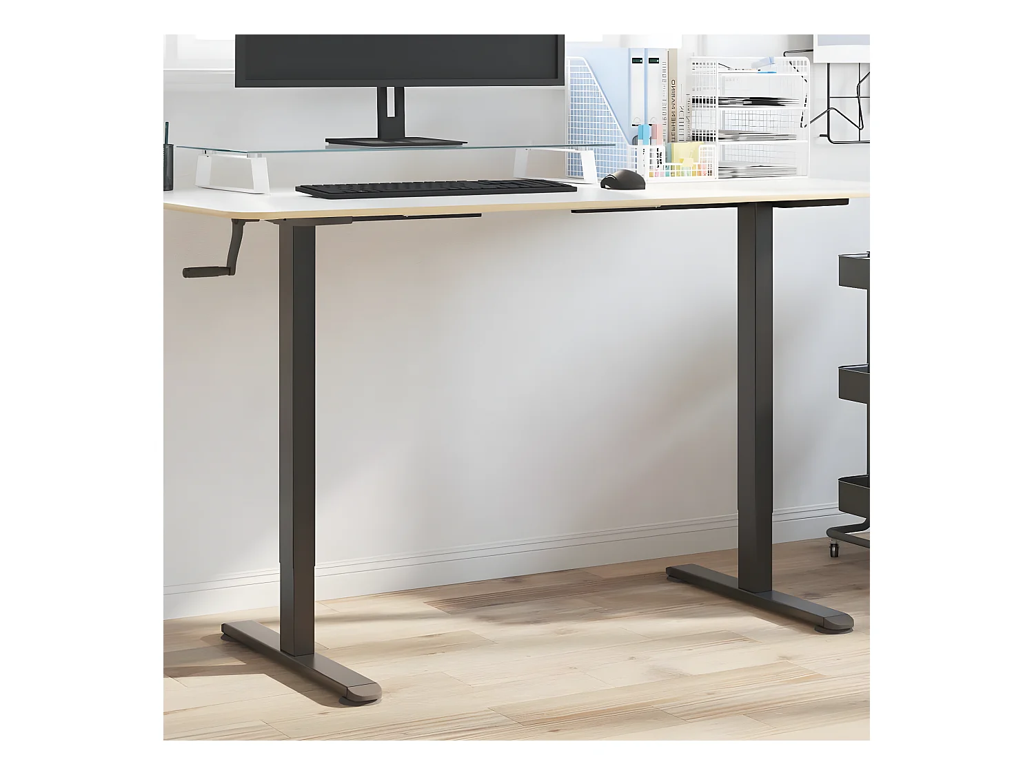 Bureau debout noir (94-135)x60x(70-114) cm acier