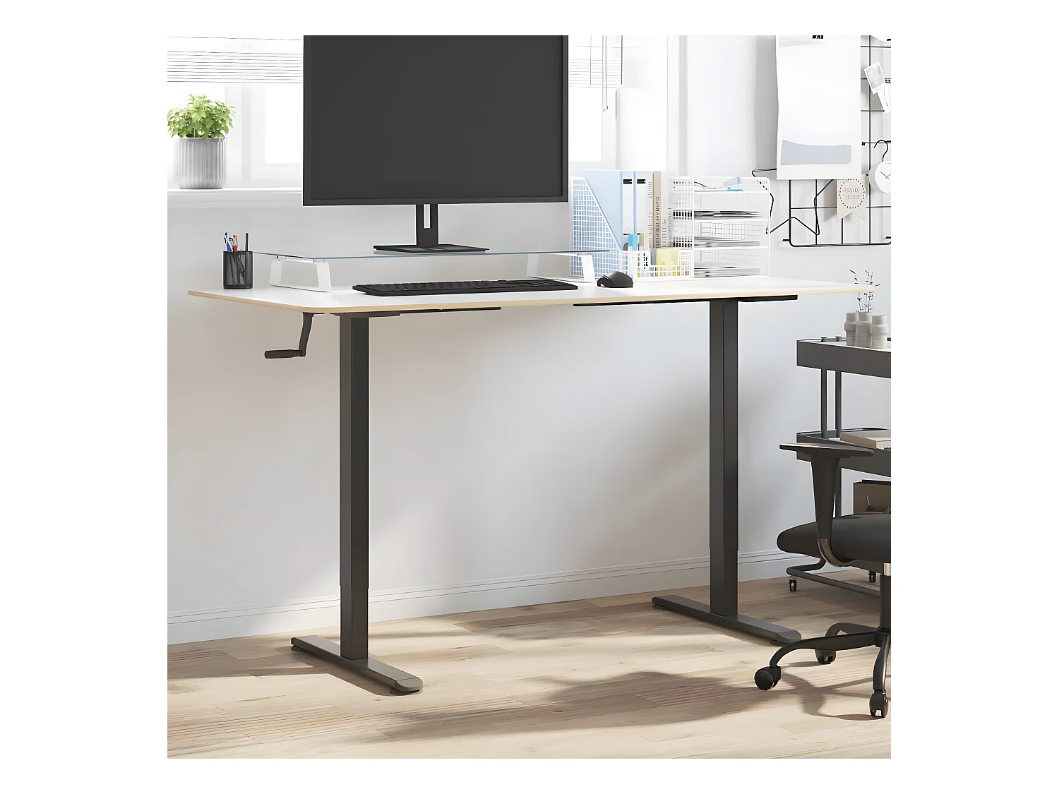 Bureau debout noir (94-135)x60x(70-114) cm acier