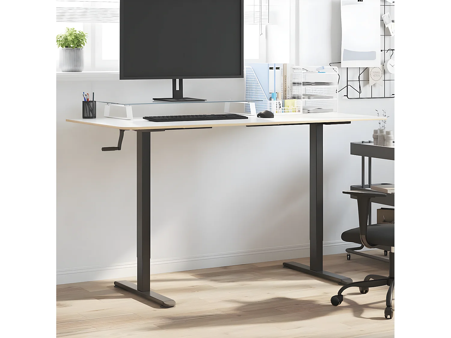 Bureau debout noir (94-135)x60x(70-114) cm acier