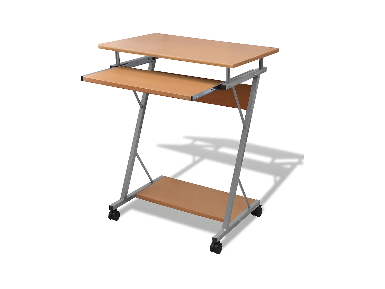 Bureau d'ordinateur avec plateau à clavier coulissant Marron