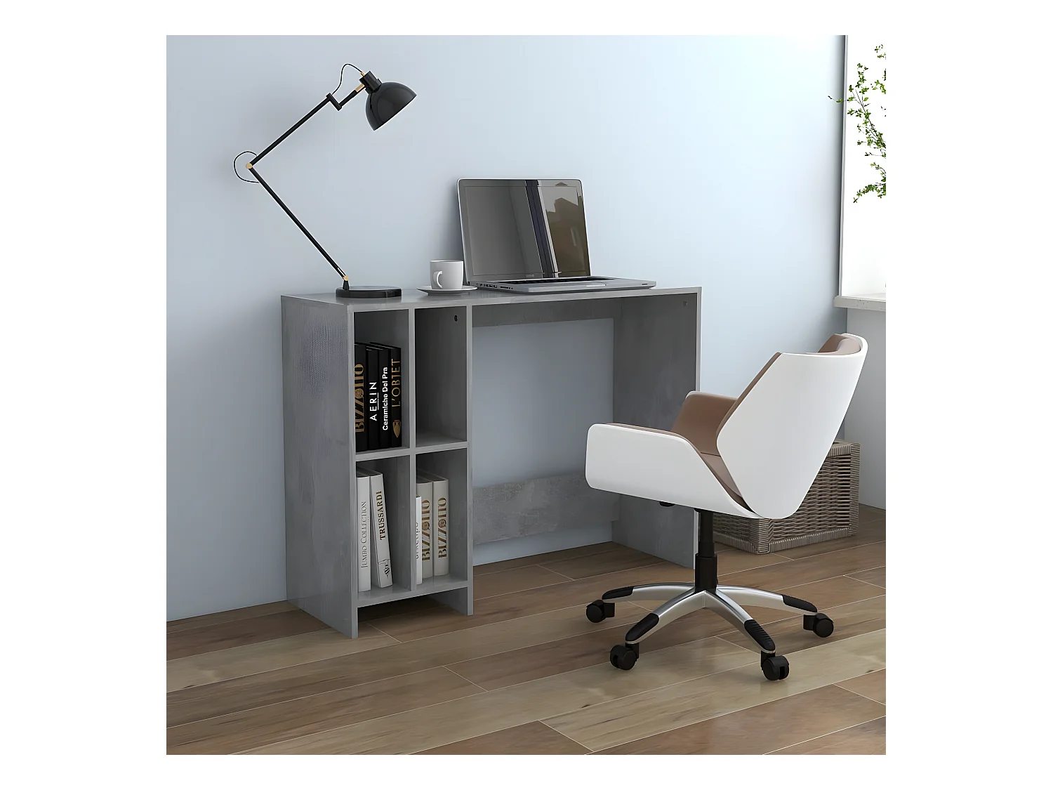Bureau d'ordinateur portable Gris béton 102,5x35x75cm Aggloméré